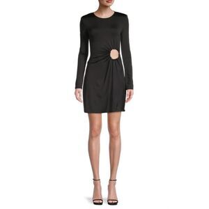 Danielle Bernstein Mini Dress Women's Medium Black Ruched O-Ring Cutout NWT